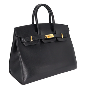 Hermes25cm Birkin Sellier Black Chèvre Leather Gold Hardware