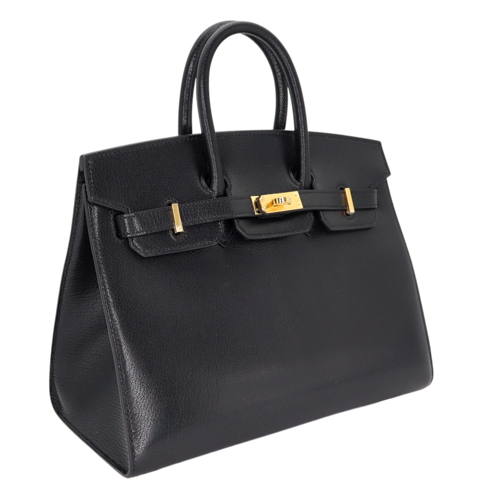 Hermes25cm Birkin Sellier Black Chèvre Leather Gold Hardware