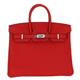Hermes25cm Birkin Rouge Radieux Togo Leather Palladium Hardware