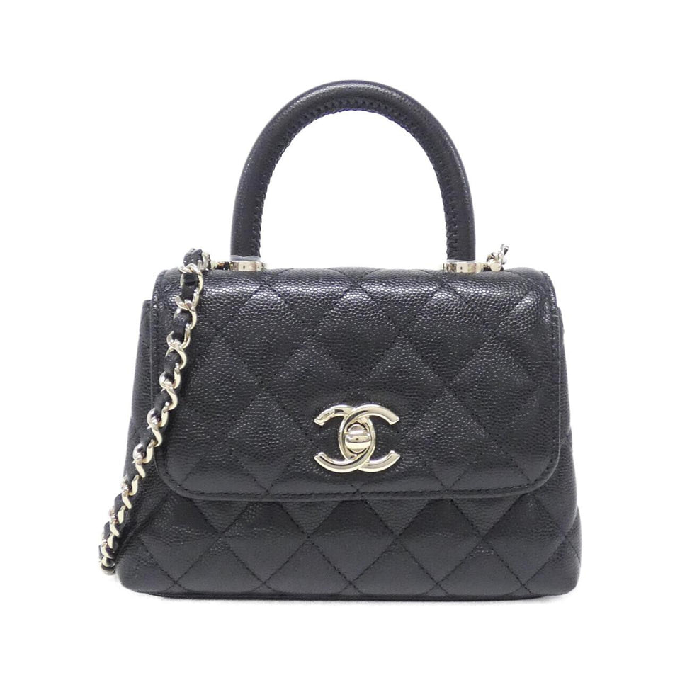 Chanel Coco Handle Caviar Skin Chain Clutch
