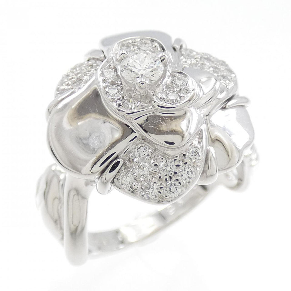 Chanel Camelia 750 White Gold Diamond Ring Size 9
