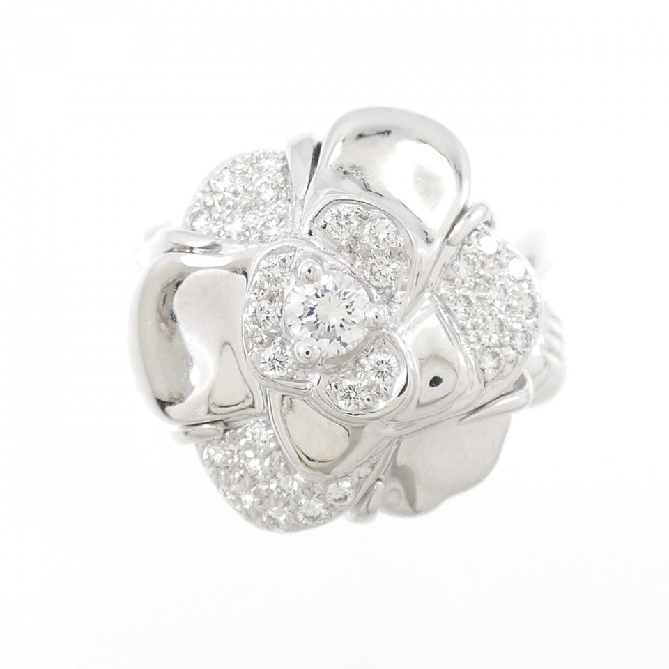 Chanel Camelia 750 White Gold Diamond Ring Size 9