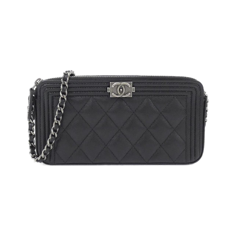Chanel Boy Chanel Caviar Skin Chain Wallet