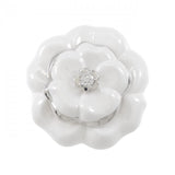 Chanel Camelia 750 White Gold Ceramic Diamond Ring