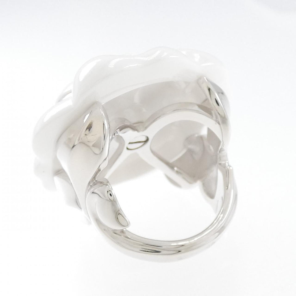 Chanel Camelia 750 White Gold Ceramic Diamond Ring