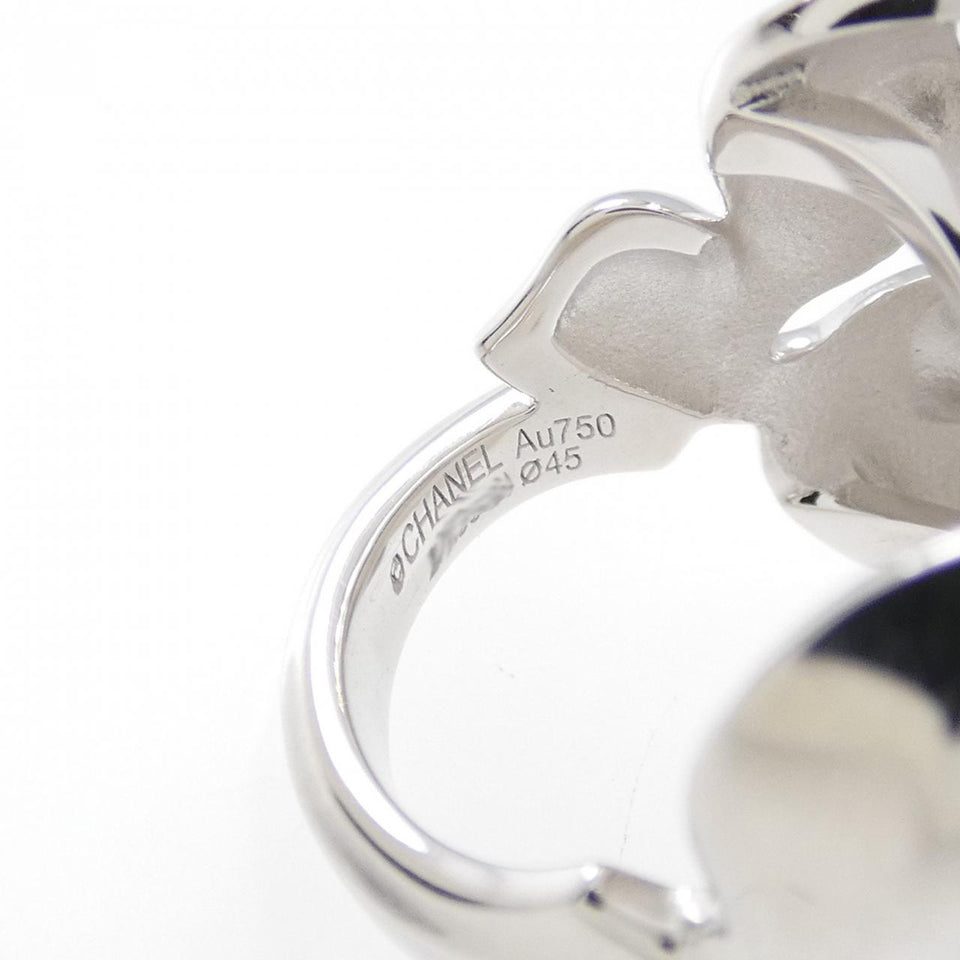 Chanel Camelia 750 White Gold Ceramic Diamond Ring