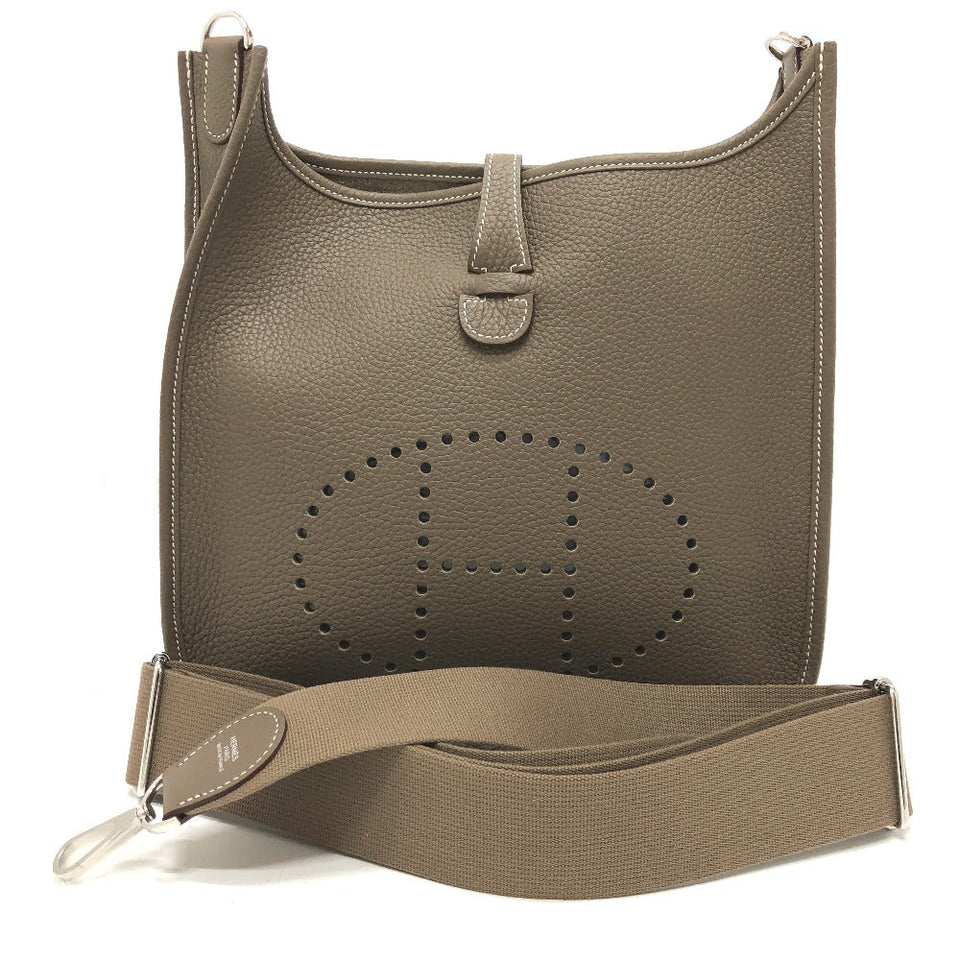 Hermes Shoulder Bag Taurillon Clemence Brown Evelyn 3PM Trois Women