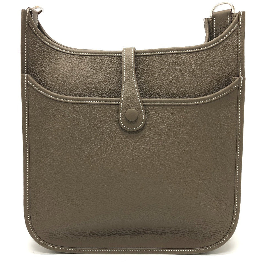 Hermes Shoulder Bag Taurillon Clemence Brown Evelyn 3PM Trois Women
