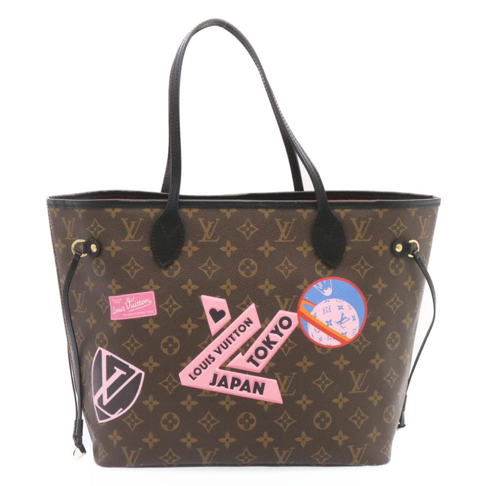 Louis Vuitton Monogram World Tour Neverfull MM Tote Bag LV 26563A