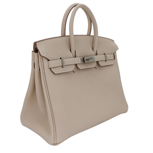 Hermes25cm Birkin Craie Togo Leather Palladium Hardware