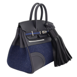 Hermes25cm Birkin Go Team Caban/ Bleu Nuit Swift/ Feutre Palladium Hardware