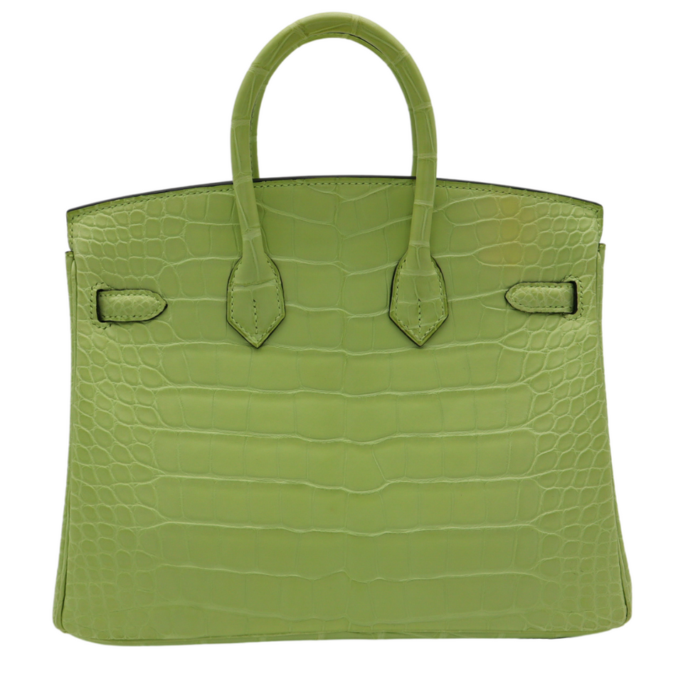 Hermes25cm Birkin Jaune Bourgeon Matte Alligator Palladium Hardware