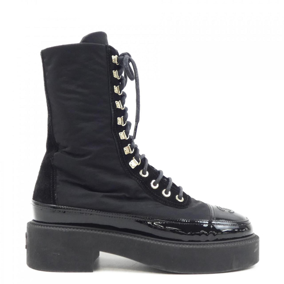 Chanel G38086Y55462 Nylon Suede Calfskin Patent Calfskin Boots