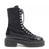 Chanel G38086Y55462 Nylon Suede Calfskin Patent Calfskin Boots