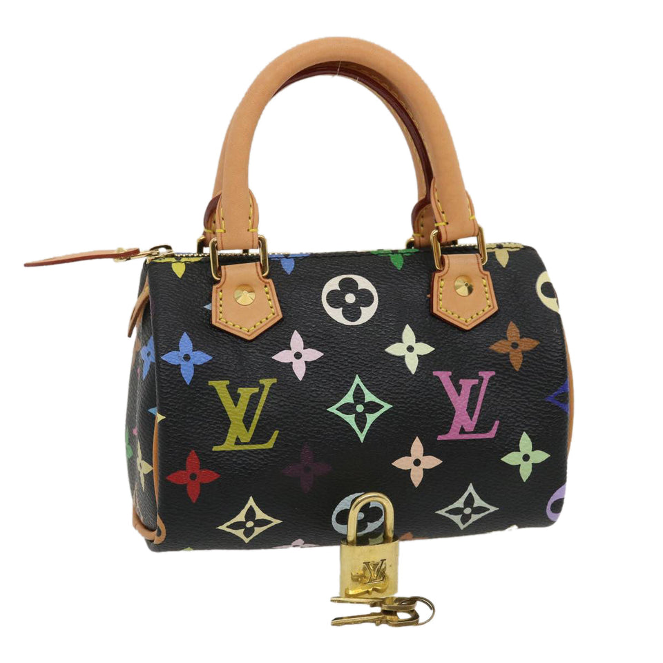 Louis Vuitton Monogram Multicolor Mini Hand Bag Black Auth 27252A