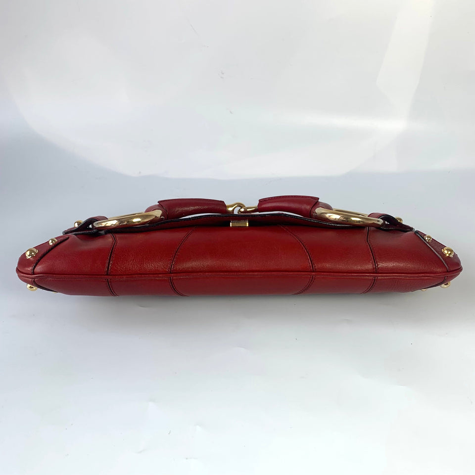 Gucci Horsebit 1955 Chain leather bag in Red with gold studs
