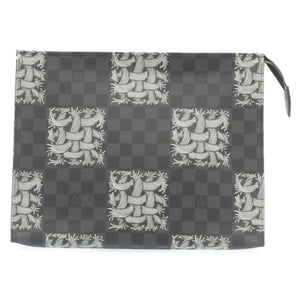Louis Vuitton Damier Graphite Pochette Voyage Clutch Bag LV Auth 27628A