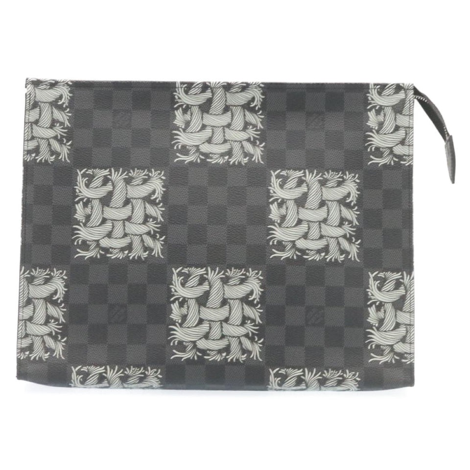 Louis Vuitton Damier Graphite Pochette Voyage Clutch Bag LV Auth 27628A