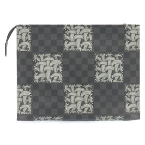 Louis Vuitton Damier Graphite Pochette Voyage Clutch Bag LV Auth 27628A