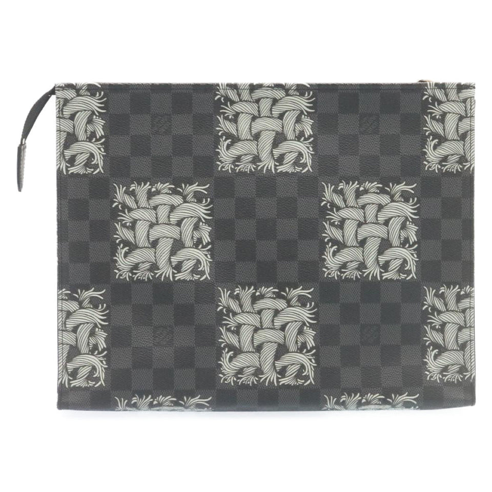 Louis Vuitton Damier Graphite Pochette Voyage Clutch Bag LV Auth 27628A