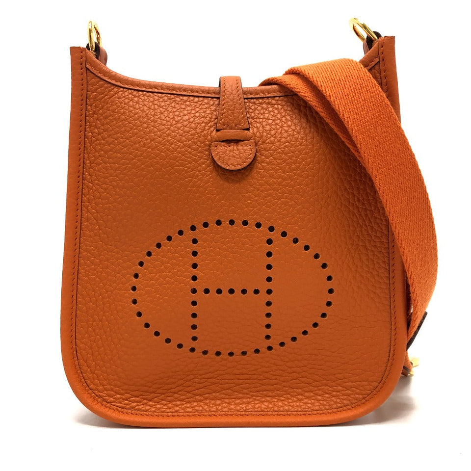 Hermes Shoulder Bag Taurillon Clemence Orange Evelyn TPM Women