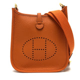 Hermes Shoulder Bag Taurillon Clemence Orange Evelyn TPM Women