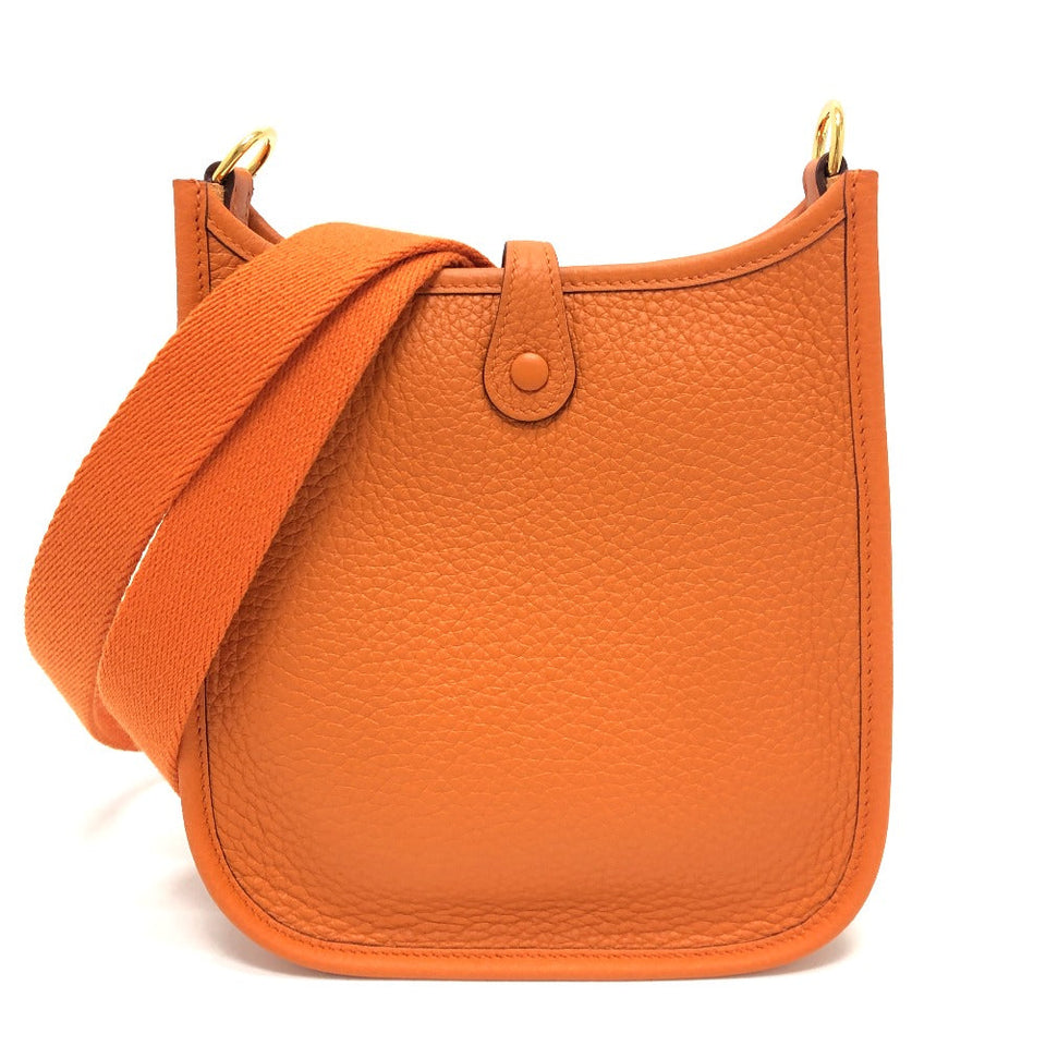 Hermes Shoulder Bag Taurillon Clemence Orange Evelyn TPM Women