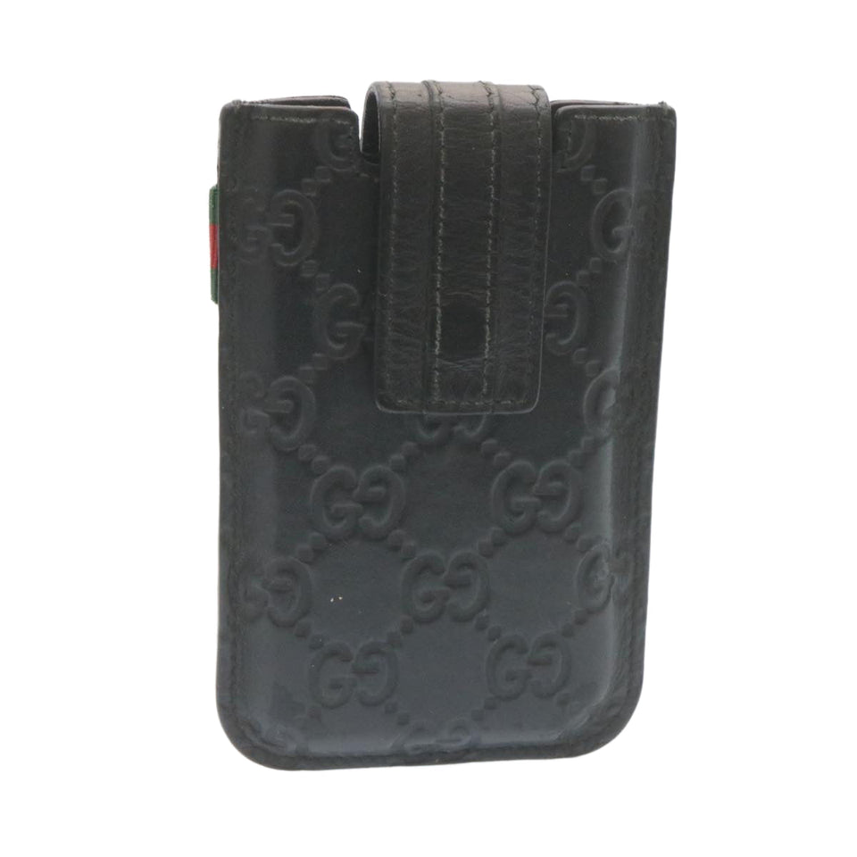 Gucci Guccissima GG Canvas Smart Phone Case Leather Black 27996
