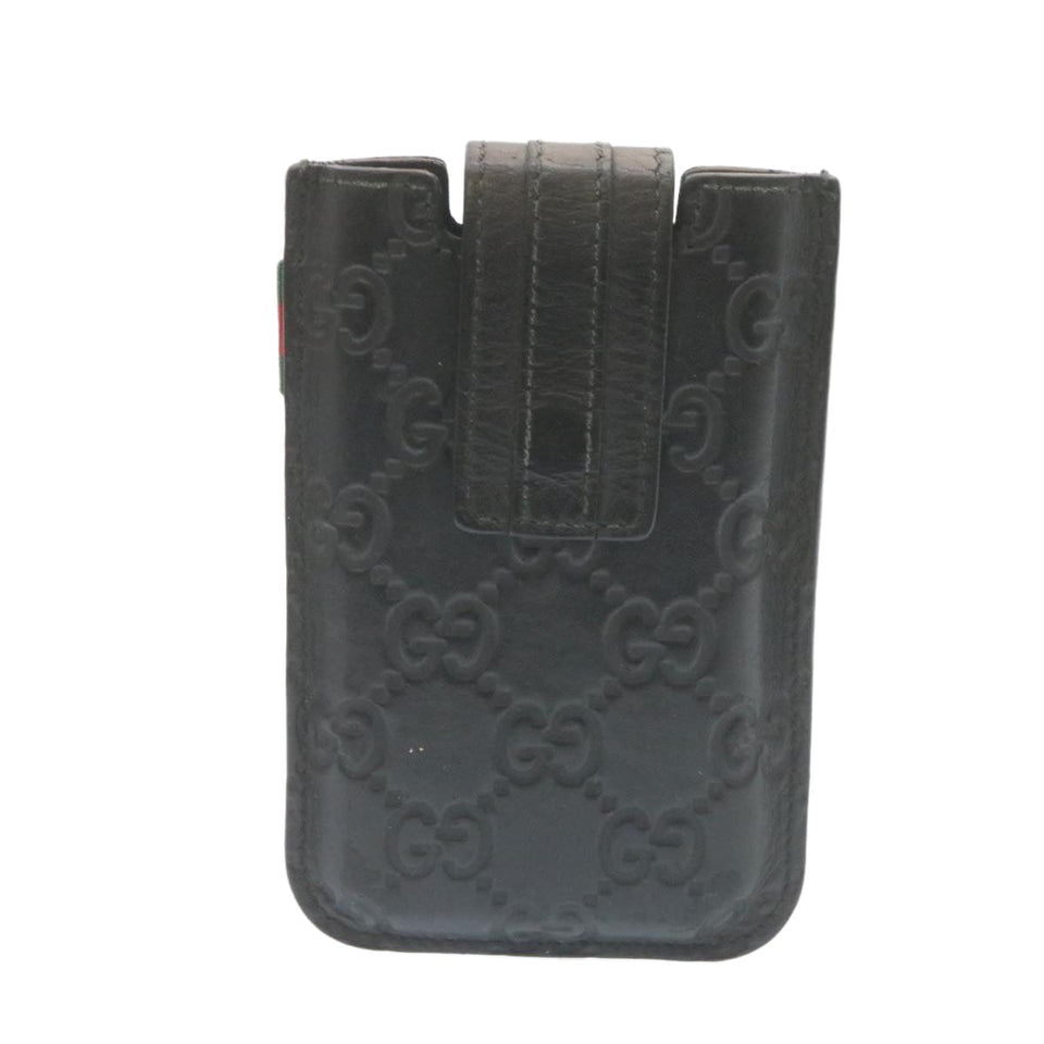 Gucci Guccissima GG Canvas Smart Phone Case Leather Black 27996