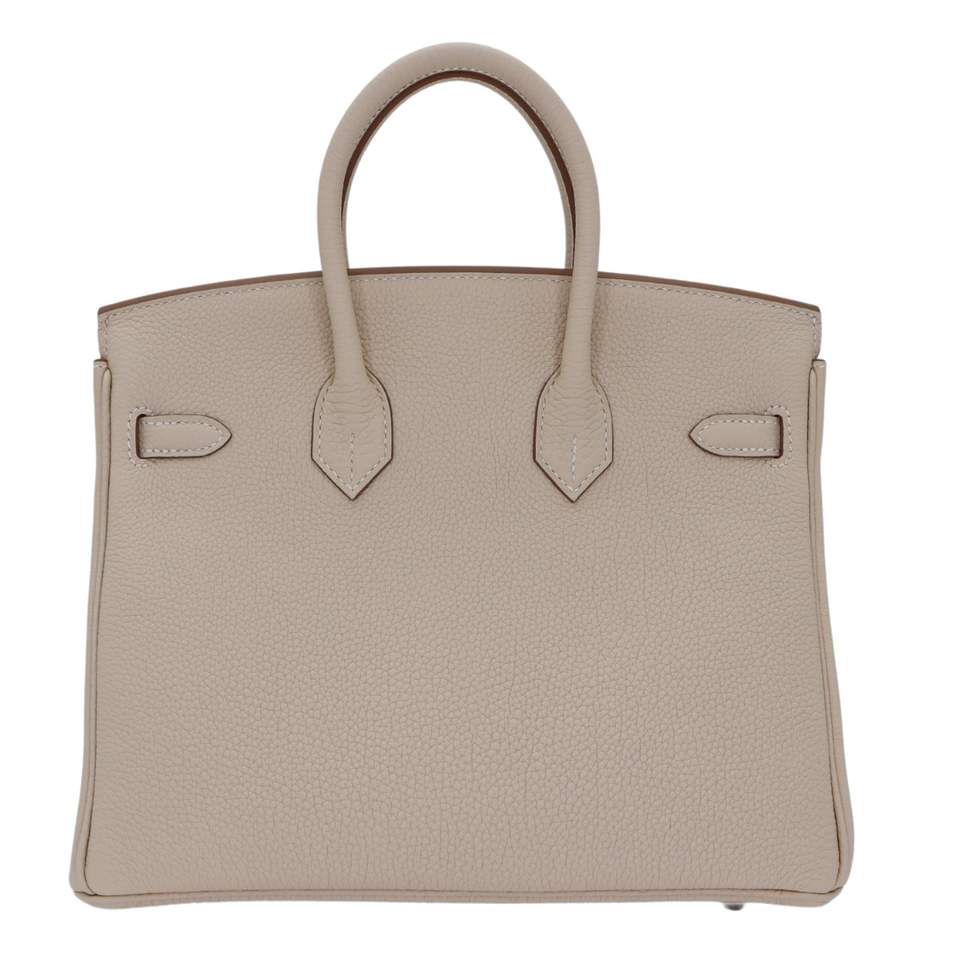 Hermes25cm Birkin Craie Togo Leather Palladium Hardware