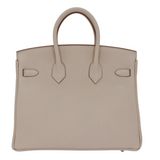 Hermes25cm Birkin Craie Togo Leather Palladium Hardware