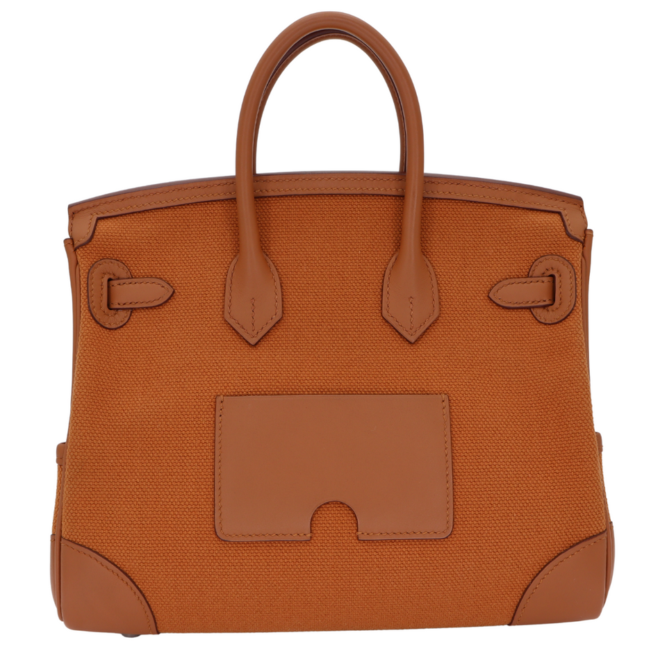 Hermes25cm Birkin Cargo Gold Toile/ Swift Leather Palladium Hardware