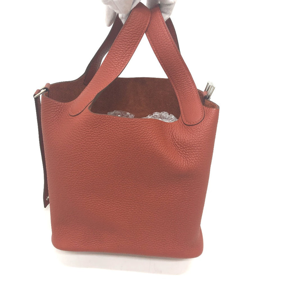 Hermes Handbag Taurillon Clemence Red Picotan Lock PM Women