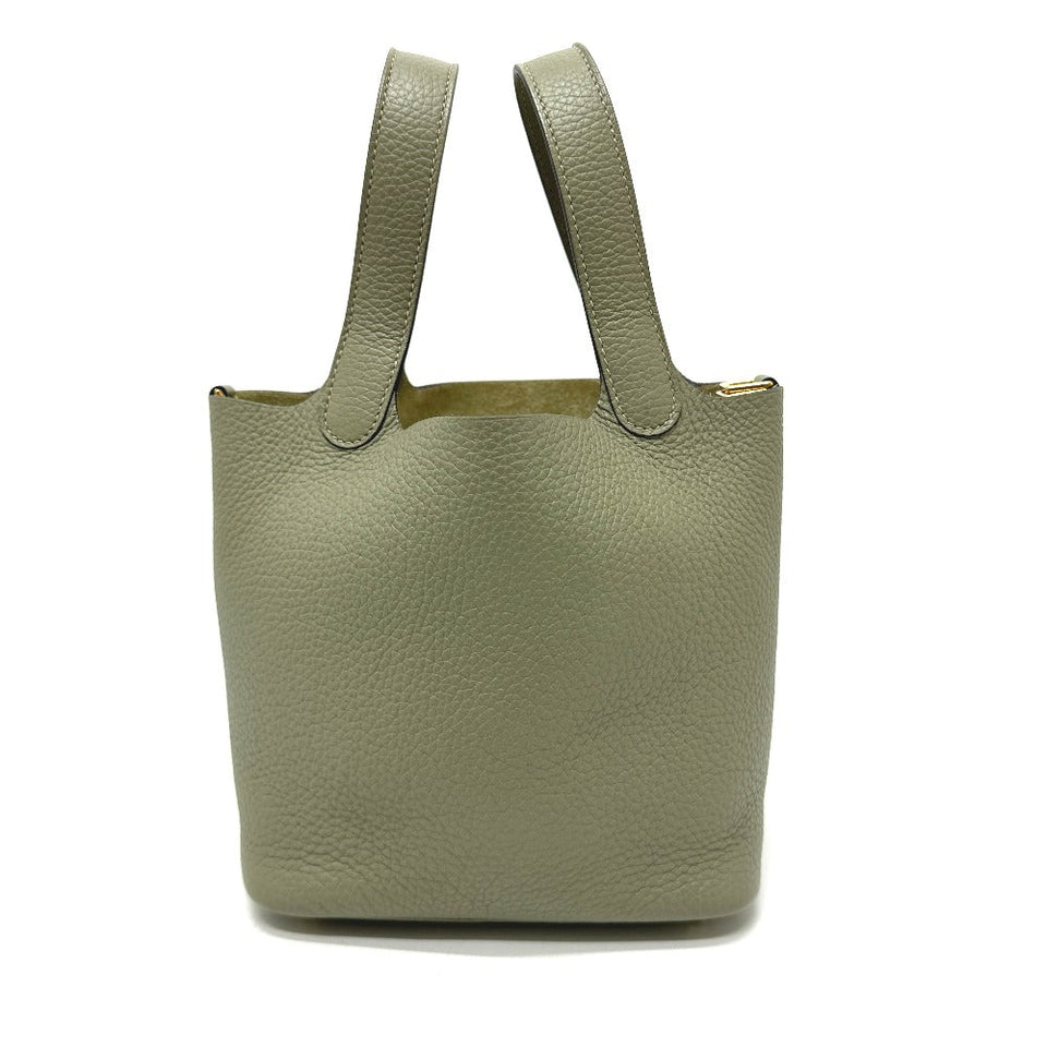 Hermes Handbag Taurillon Clemence gray Picotan Lock PM
