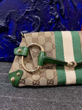 Gucci Horsebit 1955 Chain Bag Gucci Monogram Green Leather and Gold Studs