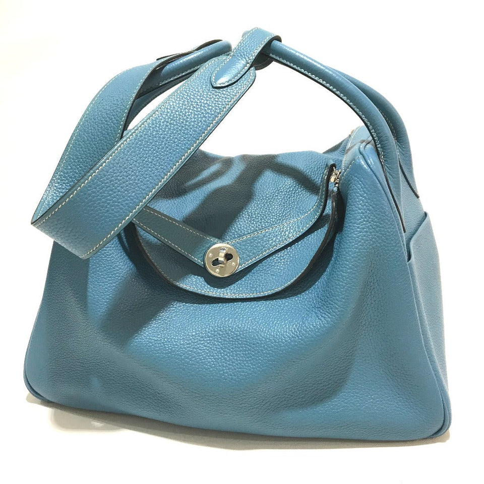 Hermes Handbag Taurillon Clemence blue Lindy 34 Women