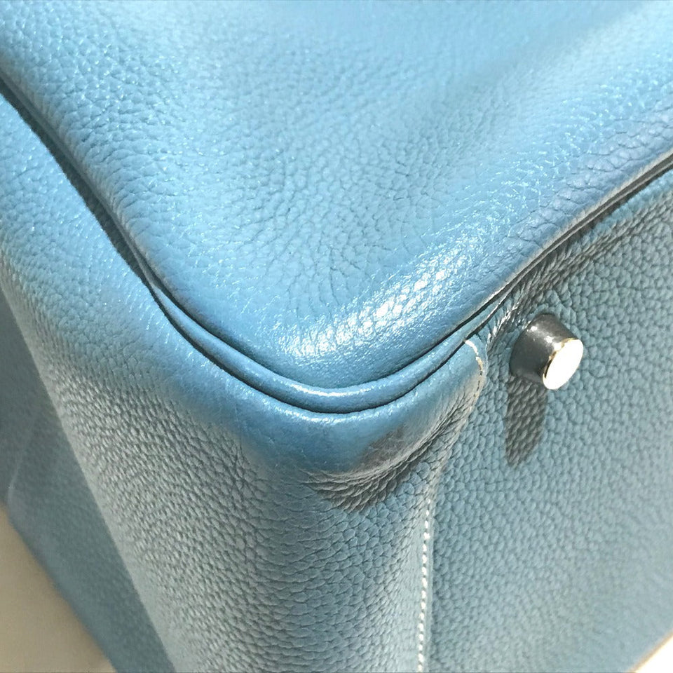 Hermes Handbag Taurillon Clemence blue Lindy 34 Women