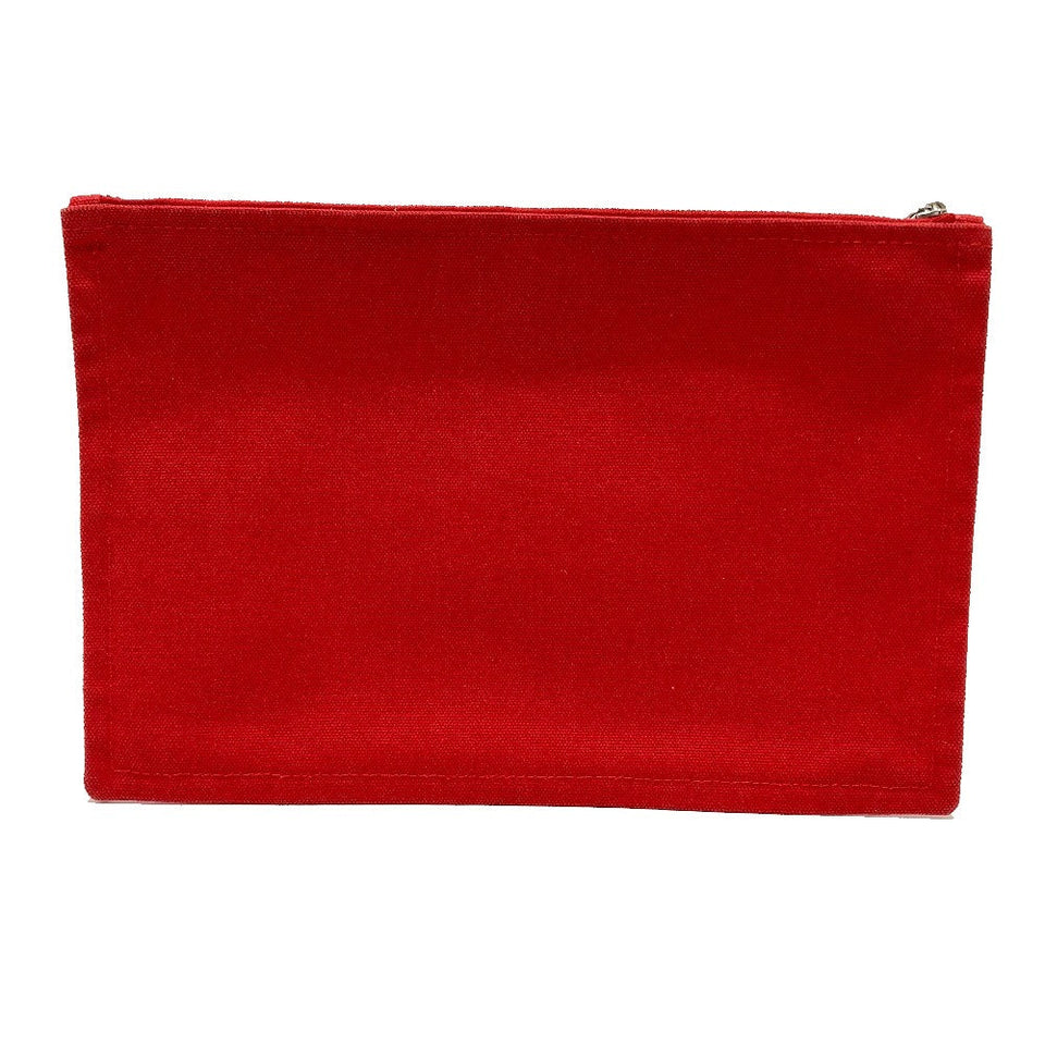 Hermes Pouch cotton Red Flat fastener Yachting GM unisex(Unisex)