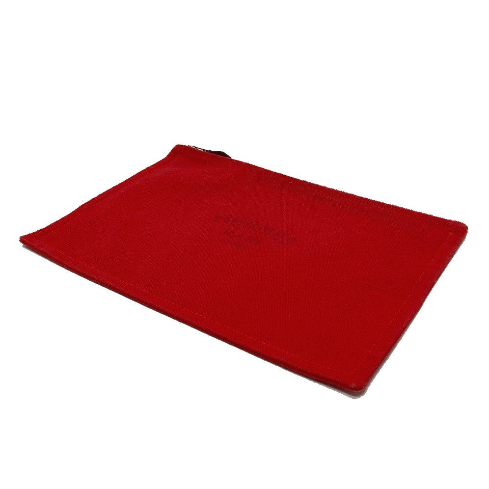 Hermes Pouch cotton Red Flat fastener Yachting GM unisex(Unisex)