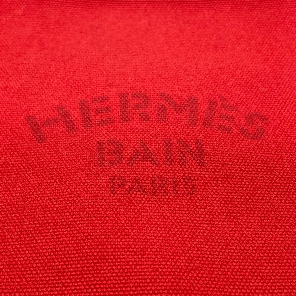 Hermes Pouch cotton Red Flat fastener Yachting GM unisex(Unisex)