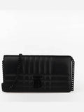 Luxury Burberry WoMen's Lola Detachable Strap Quilted Leather Long Wallet Black
