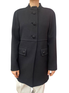 Prada Black Wool Button Coat - 42 / US 6