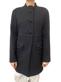 Prada Black Wool Button Coat - 42 / US 6