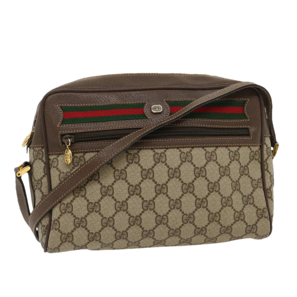 Gucci Web Sherry Line GG Canvas Shoulder Bag Beige Red Green 29796
