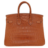Hermes25cm Birkin Fauve Matte Alligator Palladium Hardware
