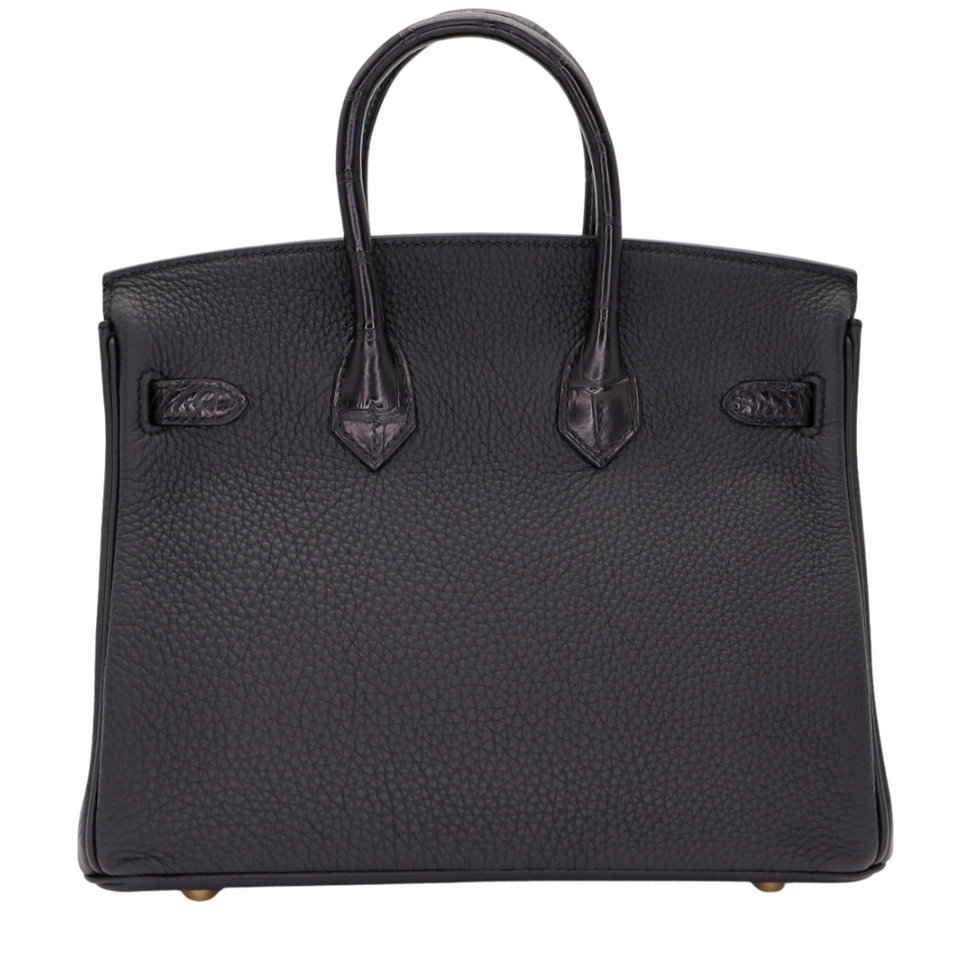 Hermes25cm Birkin Touch Black Matte Alligator/ Togo Leather Gold Hardware