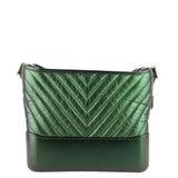 Chanel Gabrielle Medium Chevron Metallic Leather Hobo Bag