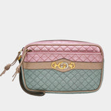Gucci Pink Teal Mini Metallic Laminated Trapuntata Leather Horsebit Clutch