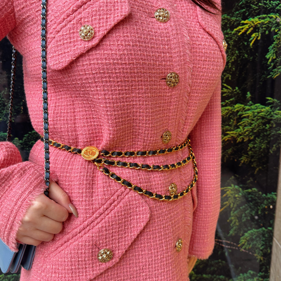 Chanel Pink Tweed Jacket 20 FW