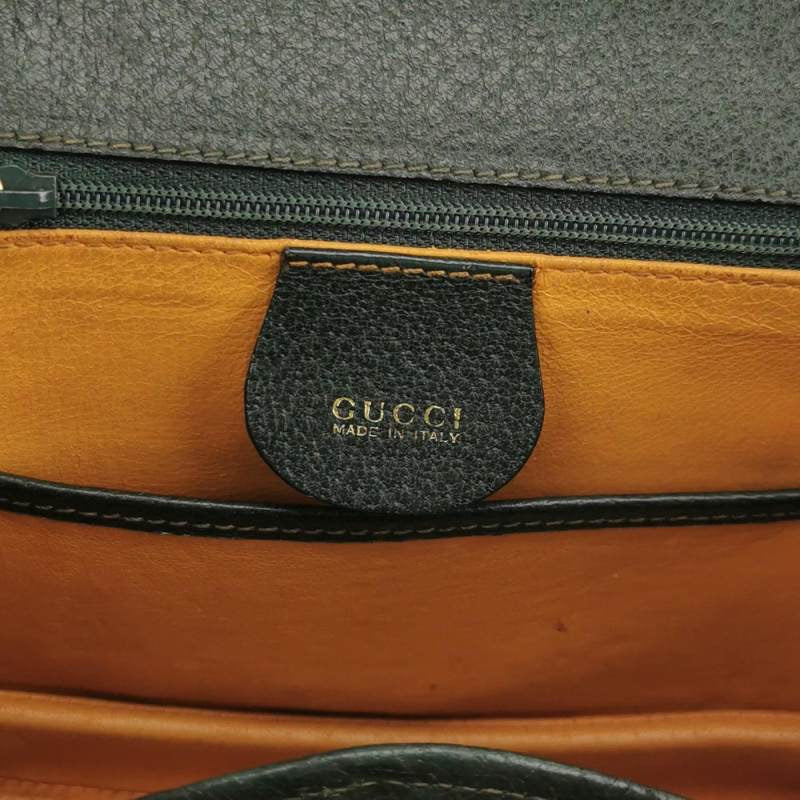 Gucci Bamboo 1947 Top Handle Bag Leather Small Dark Green
